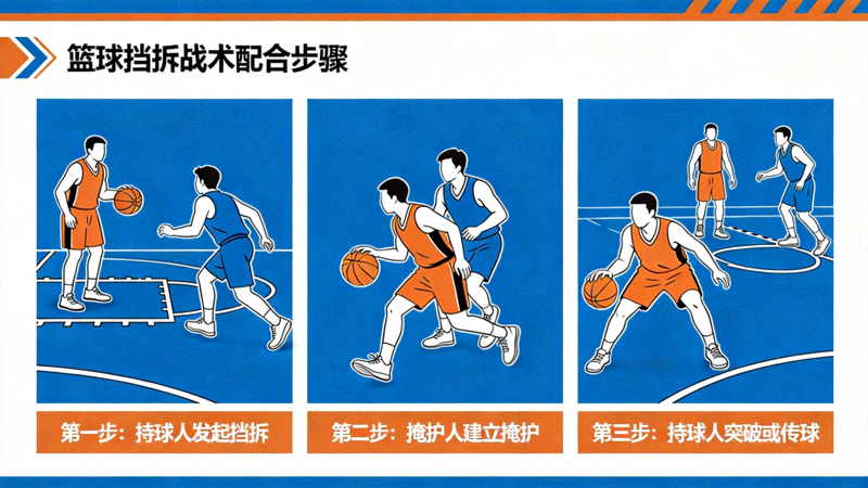 篮球挡拆战术配合分析示意图