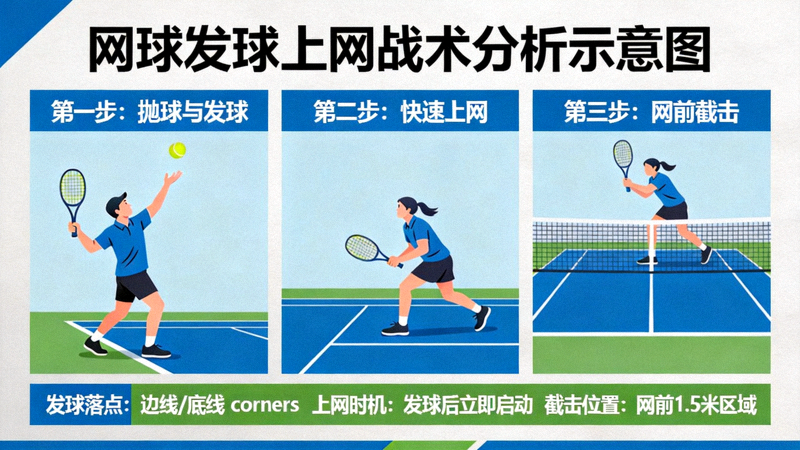 网球发球上网战术分析示意图