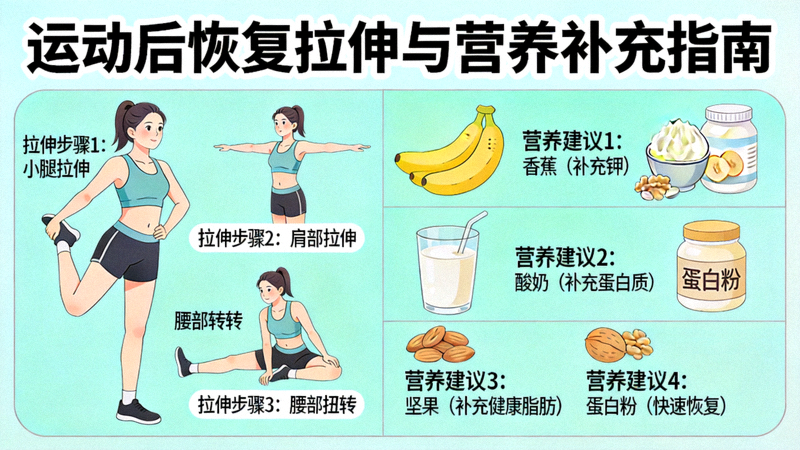 运动后恢复拉伸营养补充指导配图